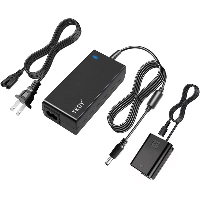 TKDY NP-FW50 ZV-E10 Dummy Battery and AC-PW20 Continuous Power Supply Adapter Kit Compatible for Sony Alpha ZVE10 A6400 A6000 A6100 A5100 A7 A7II Cameras. - Image 1